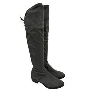 Circus by Sam Edelman 9 Peyton Stretch Over the Knee Boots Gray Faux Suede Shoes